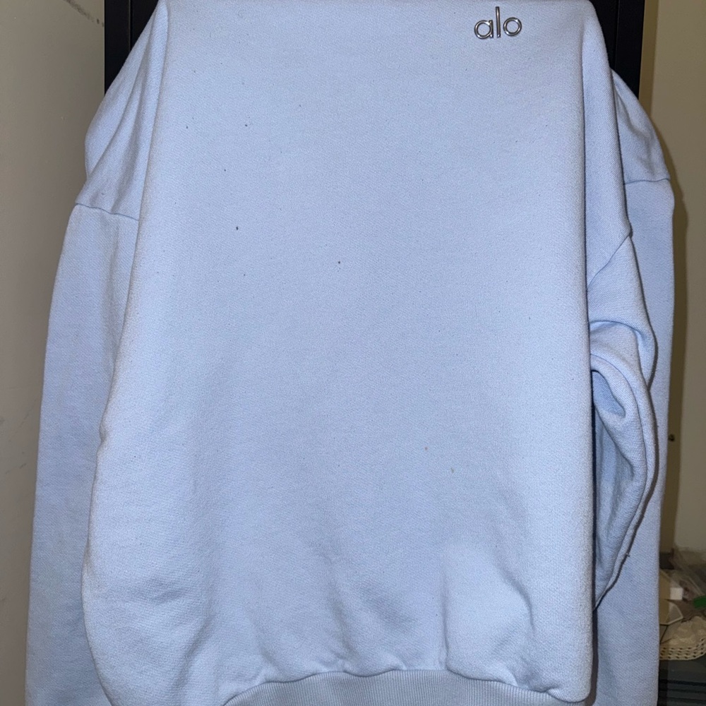 ALO Yoga Accolade Crew Neck Light Blue Sweater